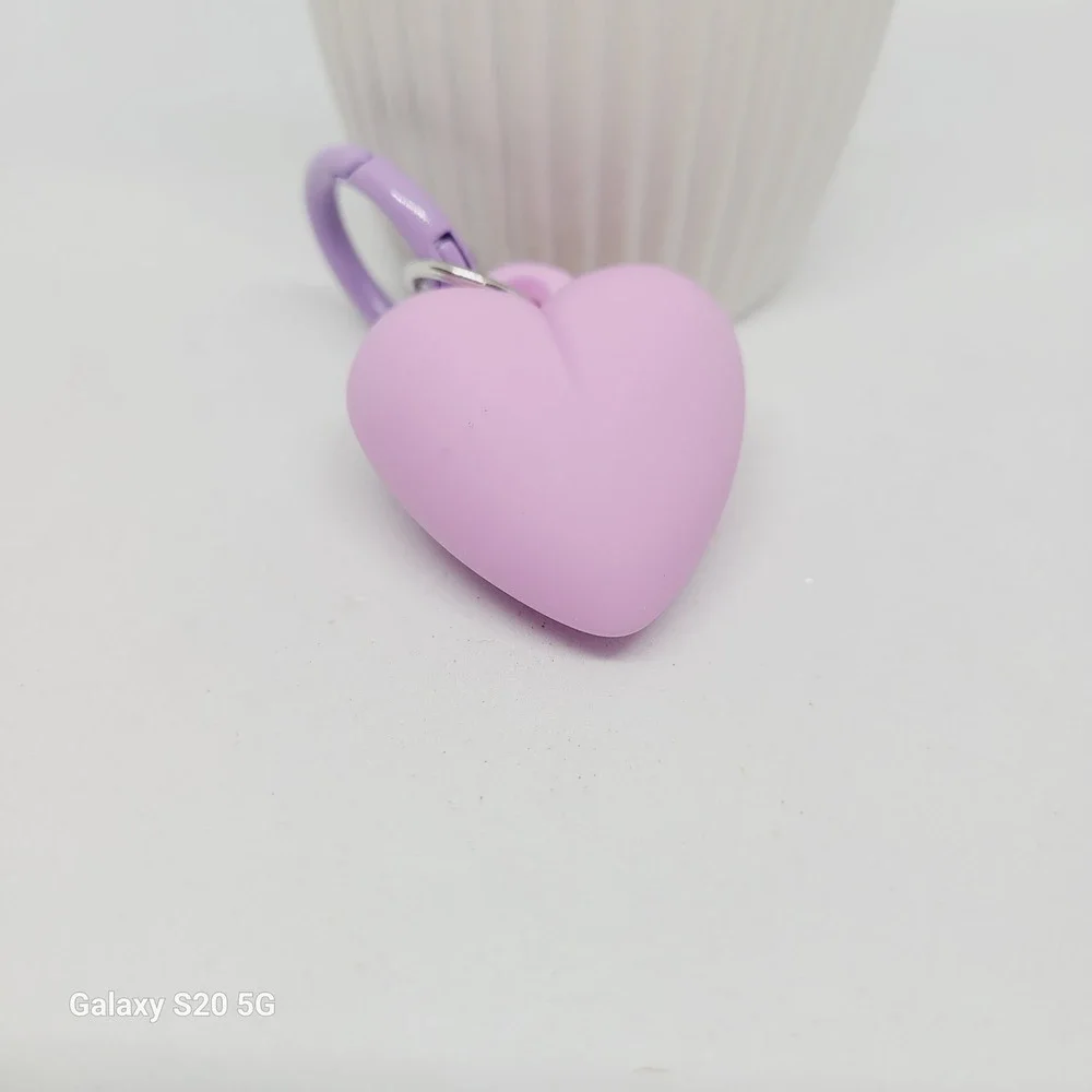 Lilac Heart Keychain w/ Smiley Face‎ Charm Clip On Cute Fun Accessory